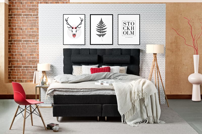 Charleston 180 Kontinentalseng Svart - Møbler - Senger - Kontinentalsenger