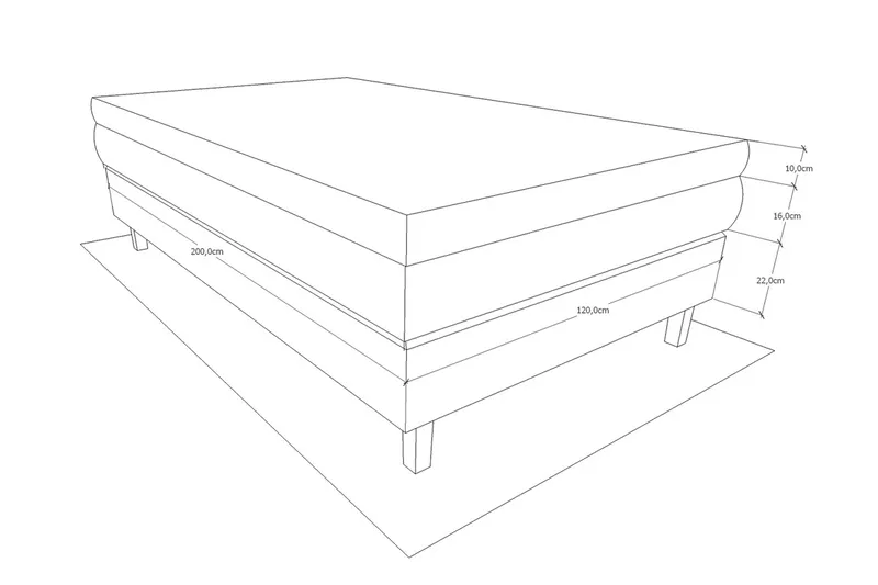 Charleston Kontinentalseng 120x200 - Lysegrå - Møbler - Senger - Kontinentalsenger