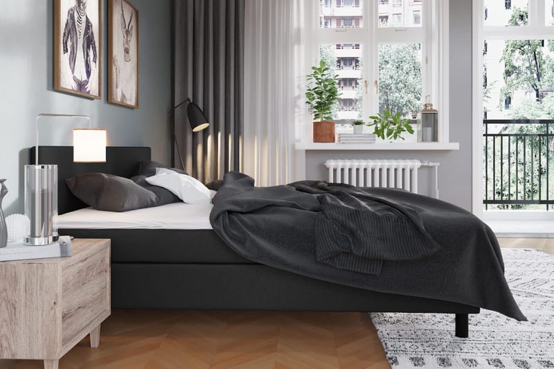 Charm Komplett Sengpakke 120x200 cm med Sengegavl Medium Fast - Svart - Møbler - Senger - Kontinentalsenger