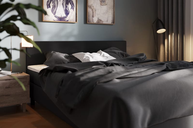 Charm Komplett Sengpakke 180x200 cm med sengegavl - Svart - Møbler - Senger - Kontinentalsenger