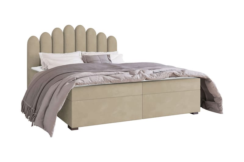 Chepstow Kontinentalseng 140x200 cm Medium - Fløyel/Beige - Kontinentalsenger - Familieseng