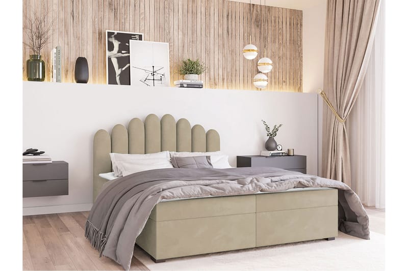 Chepstow Kontinentalseng 180x200 cm Medium - Fløyel/Beige - Møbler - Senger - Kontinentalsenger