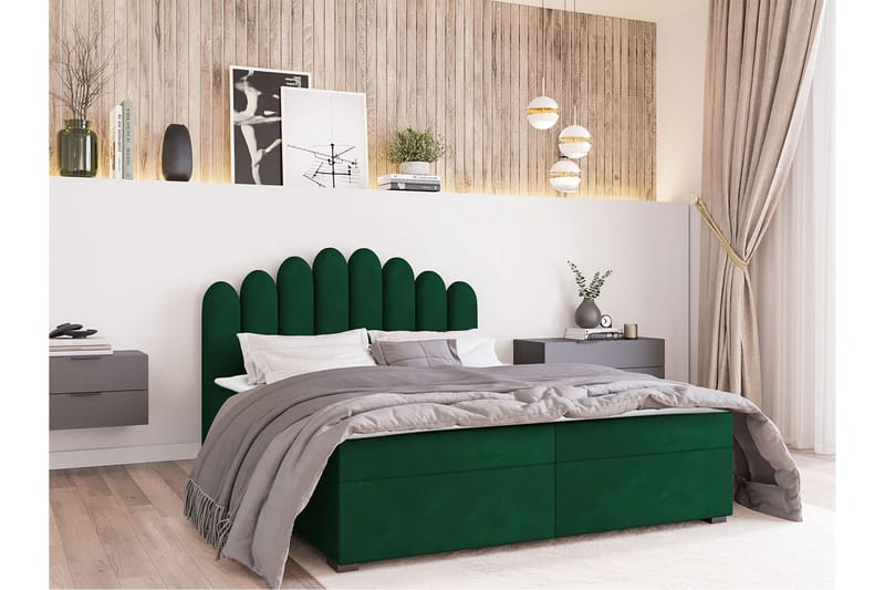 Chepstow Kontinentalseng 180x200 cm Medium - Fløyel/Mørkegrønn - Møbler - Senger - Kontinentalsenger