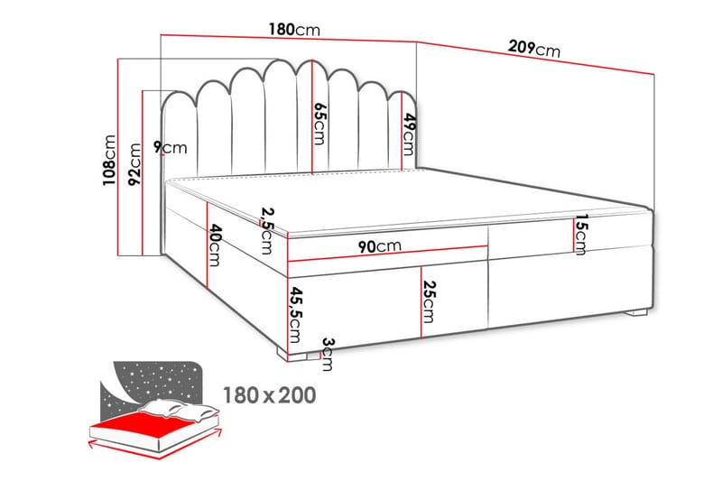 Chepstow Kontinentalseng 180x200 cm Medium - Svart - Møbler - Senger - Kontinentalsenger