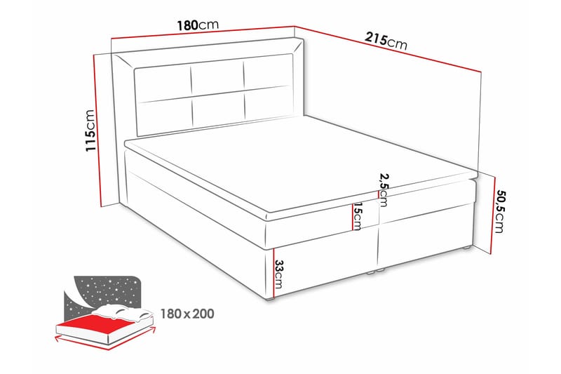 Clasic Box Kontinentalseng 180x215 cm - Grå - Møbler - Senger - Kontinentalsenger