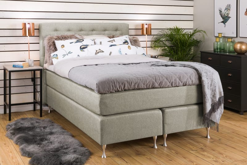 Cloud Komplett Sengepakke 140x200 - Sider Beige/Hvit - Møbler - Senger - Kontinentalsenger