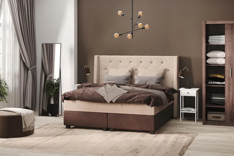 Cuba Kontinentalseng 105x200 - (+Flere valg) Beige/Brun - Møbler - Senger - Kontinentalsenger