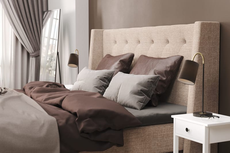 Cuba Sengepakke 140x200 med To Brune Puter - (+Flere valg) Beige/Brun - Møbler - Senger - Kontinentalsenger