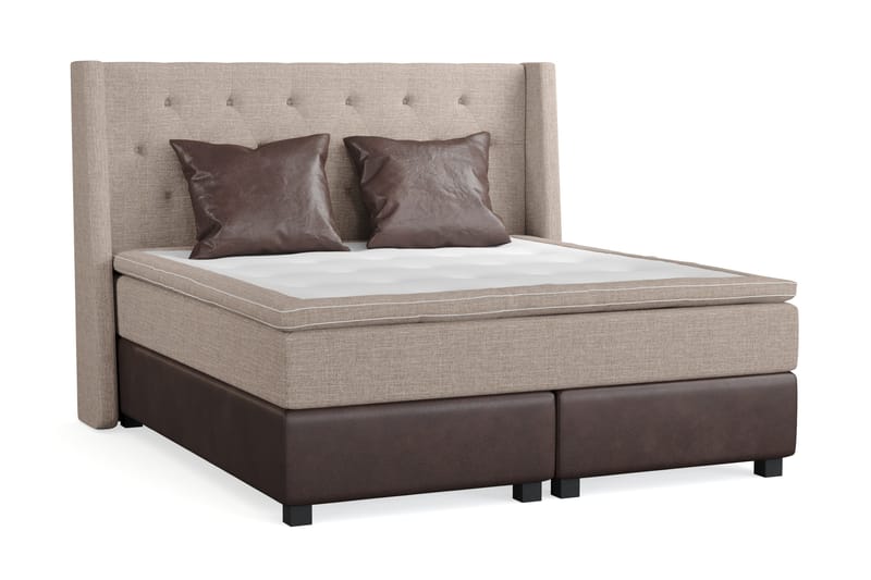 Cuba Sengepakke 160x200 med To Brune Puter - (+Flere valg) Beige/Brun - Møbler - Senger - Kontinentalsenger