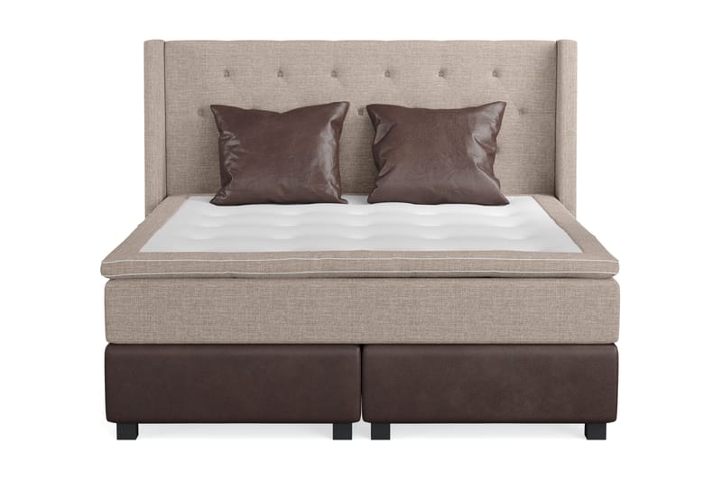 Cuba Sengepakke 160x200 med To Brune Puter - (+Flere valg) Beige/Brun - Møbler - Senger - Kontinentalsenger