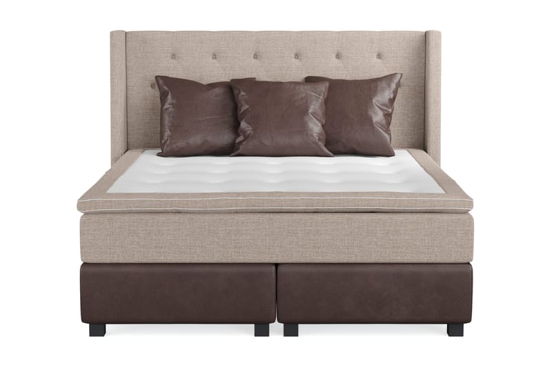 Cuba Sengepakke 160x200 med Tre Brune Puter, (+Flere valg) Beige/Brun