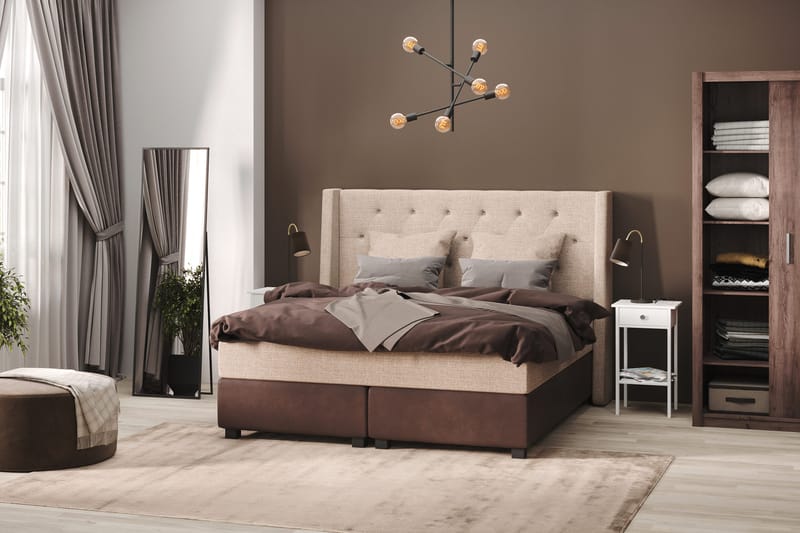 Cuba Sengepakke 210x210 med To Beige Puter - (+Flere valg) Beige/Brun - Møbler - Senger - Kontinentalsenger