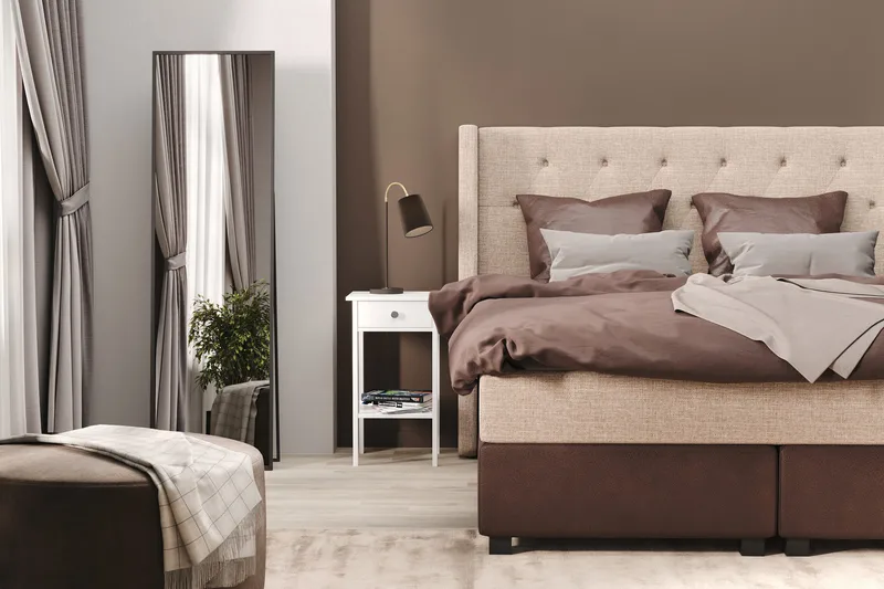 Cuba Sengepakke 210x210 med To Brune Puter - (+Flere valg) Beige/Brun - Møbler - Senger - Kontinentalsenger