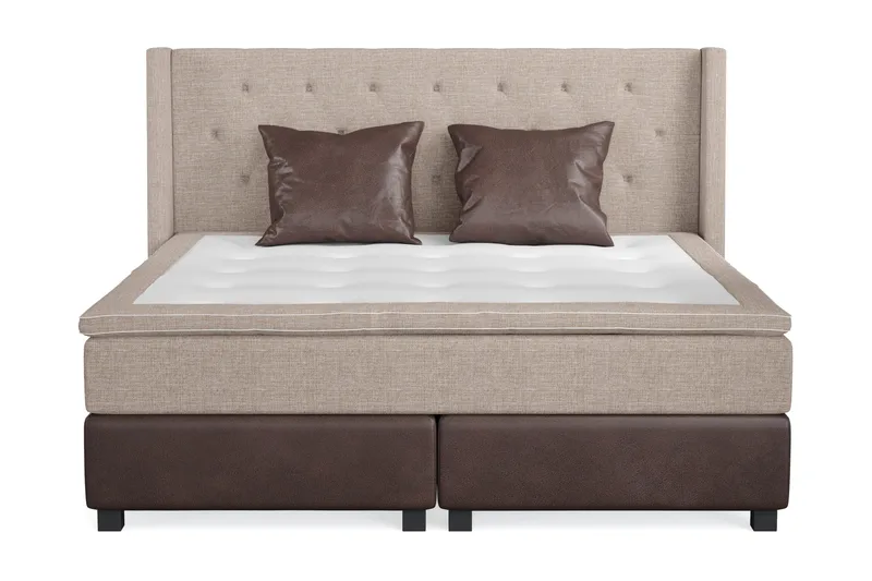 Cuba Sengepakke 210x210 med To Brune Puter - (+Flere valg) Beige/Brun - Møbler - Senger - Kontinentalsenger