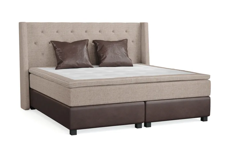 Cuba Sengepakke 210x210 med To Brune Puter - (+Flere valg) Beige/Brun - Møbler - Senger - Kontinentalsenger