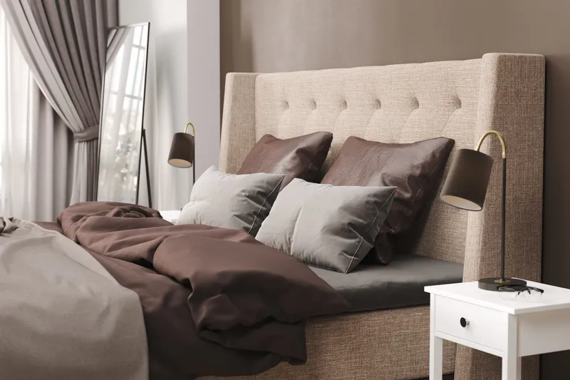 Cuba Sengepakke 210x210 med To Brune Puter - (+Flere valg) Beige/Brun - Møbler - Senger - Kontinentalsenger