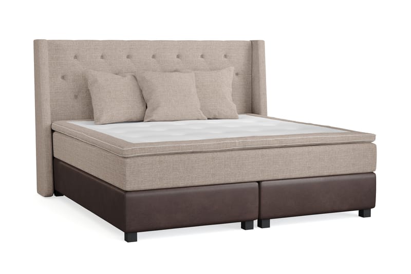 Cuba Sengepakke 210x210 med Tre Beige Puter - (+Flere valg) Beige/Brun - Møbler - Senger - Komplett sengepakke