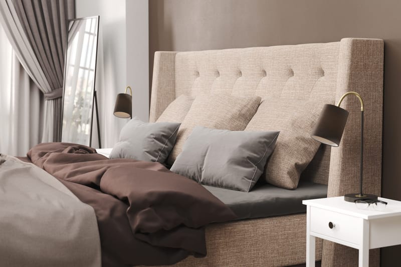 Cuba Sengepakke 210x210 med Tre Beige Puter - (+Flere valg) Beige/Brun - Møbler - Senger - Kontinentalsenger