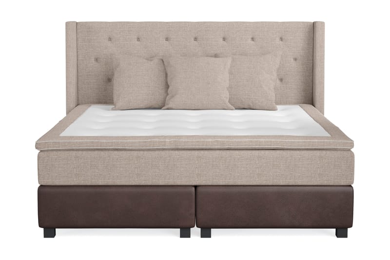 Cuba Sengepakke 210x210 med Tre Beige Puter - (+Flere valg) Beige/Brun - Møbler - Senger - Kontinentalsenger