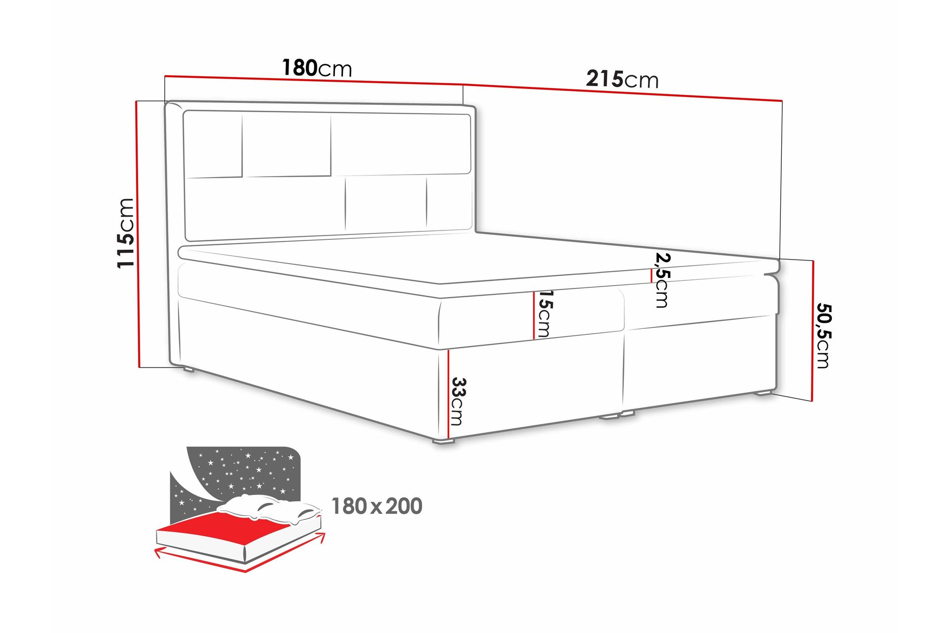 Deco Kontinentalseng 180x215 cm - Grå - Møbler - Senger - Kontinentalsenger