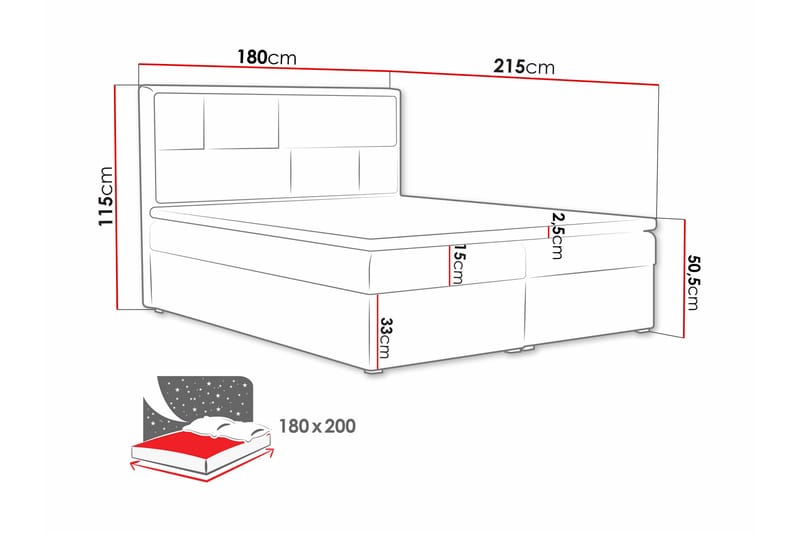Deco Kontinentalseng 180x215 cm - Grå - Møbler - Senger - Kontinentalsenger