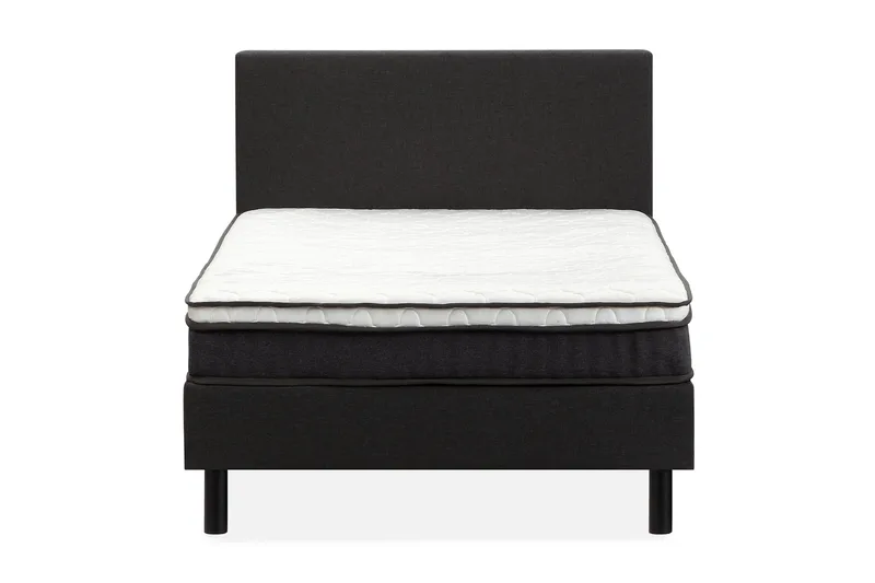 Divine Komplett Sengpakke 120x200 cm Kontinentalseng med Sengegavl, Svart / Mørkgrå