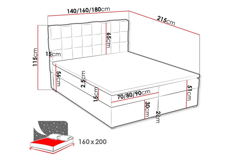 Eirado Kontinentalseng 160x200 cm - Beige - Kontinentalsenger