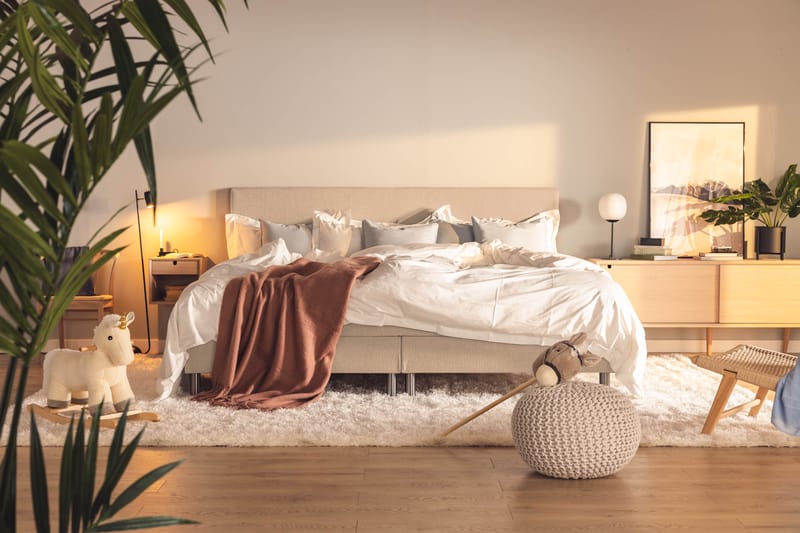 Ella Familieseng Sengepakke 240x210 cm - (+Flere valg) Beige - Møbler - Senger - Komplett sengepakke