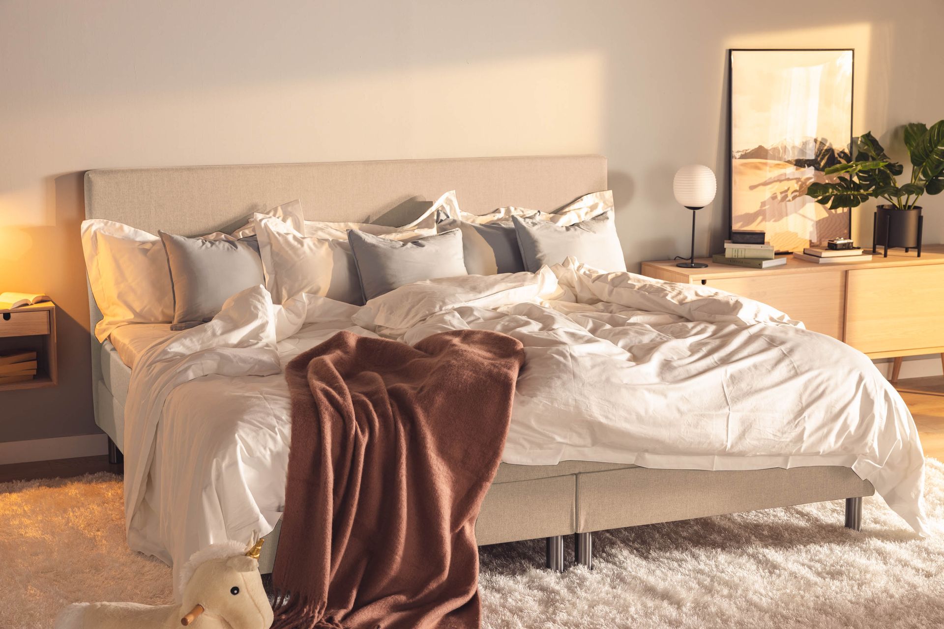 Ella Familieseng Sengepakke 240x210 cm - (+Flere valg) Beige - Møbler - Senger - Komplett sengepakke