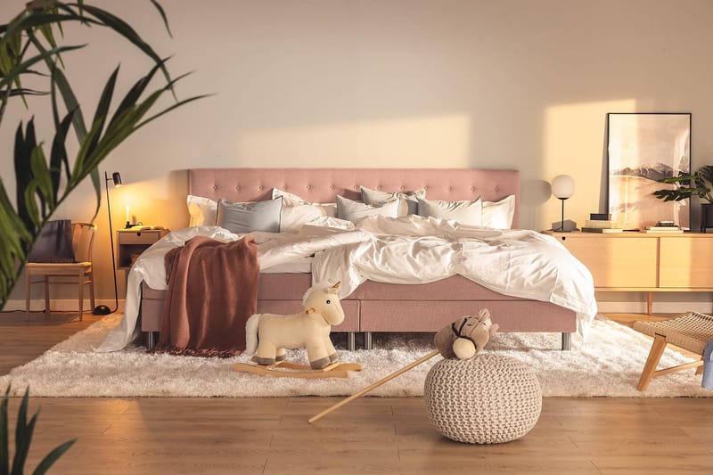 Ella Familieseng Sengepakke 280x200 cm - (+Flere valg) Rosa - Møbler - Senger - Kontinentalsenger