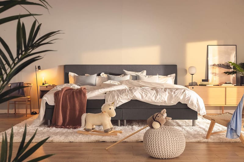 Ella Familieseng Sengepakke 280x210 cm - (+Flere valg) Mørkegrå - Møbler - Senger - Komplett sengepakke