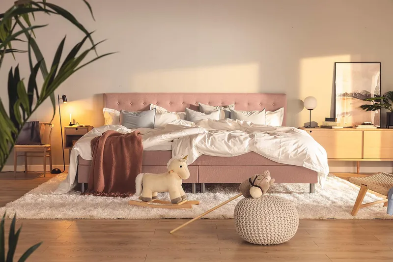 Ella Familieseng Sengepakke 280x210 cm - (+Flere valg) Rosa - Møbler - Senger - Kontinentalsenger