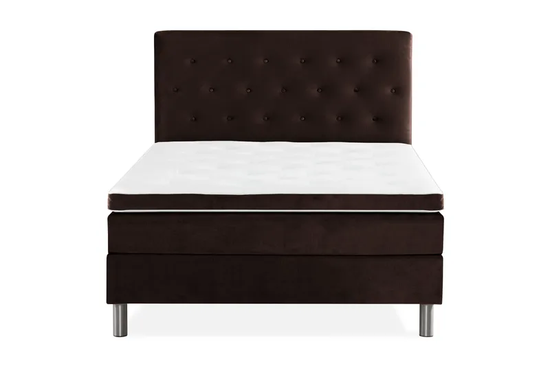 Ella Sengepakke 120x200cm Dypheftet - Brun / Fløyel - Møbler - Senger - Kontinentalsenger