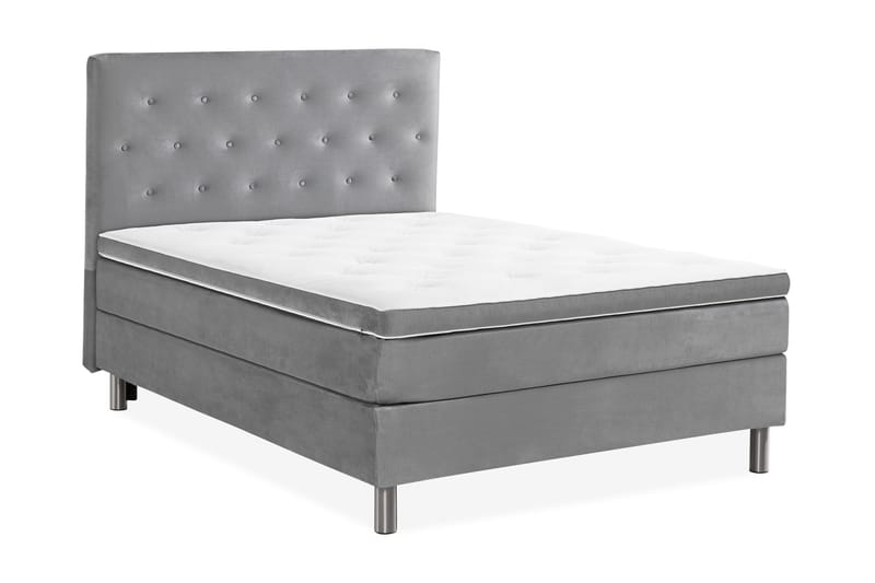 Ella Sengepakke 120x200cm Dypheftet - Lysegrå / Fløyel - Møbler - Senger - Kontinentalsenger