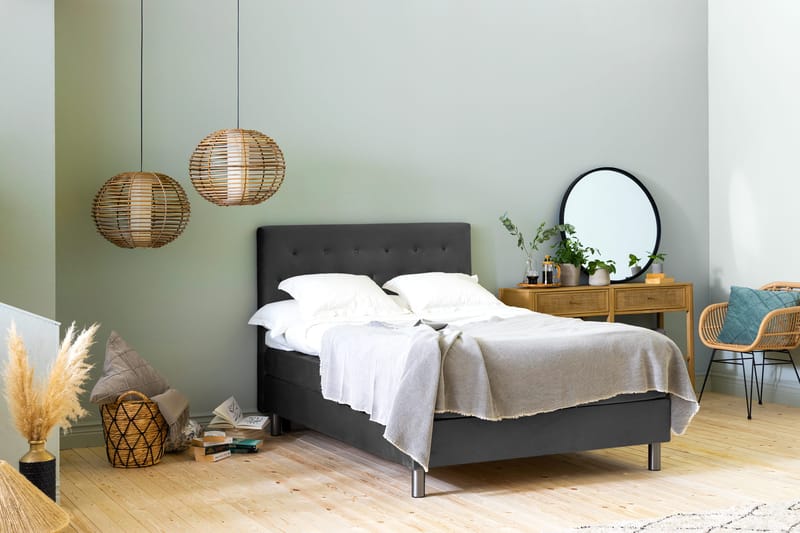 Ella Sengepakke 120x200cm Dypheftet - Mørkegrå / fløyel - Møbler - Senger - Kontinentalsenger