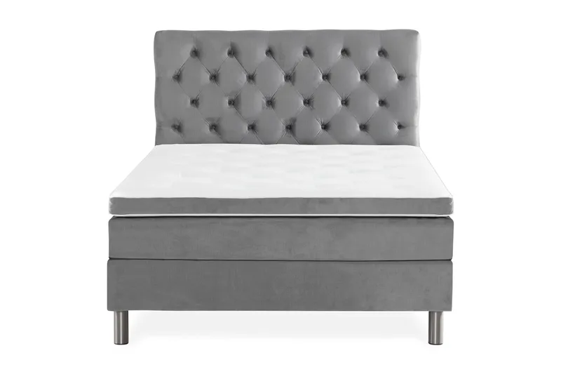 Ella Sengepakke 120x200cm Dypheftet Sengegavl - Lysegrå / Fløyel - Møbler - Senger - Kontinentalsenger