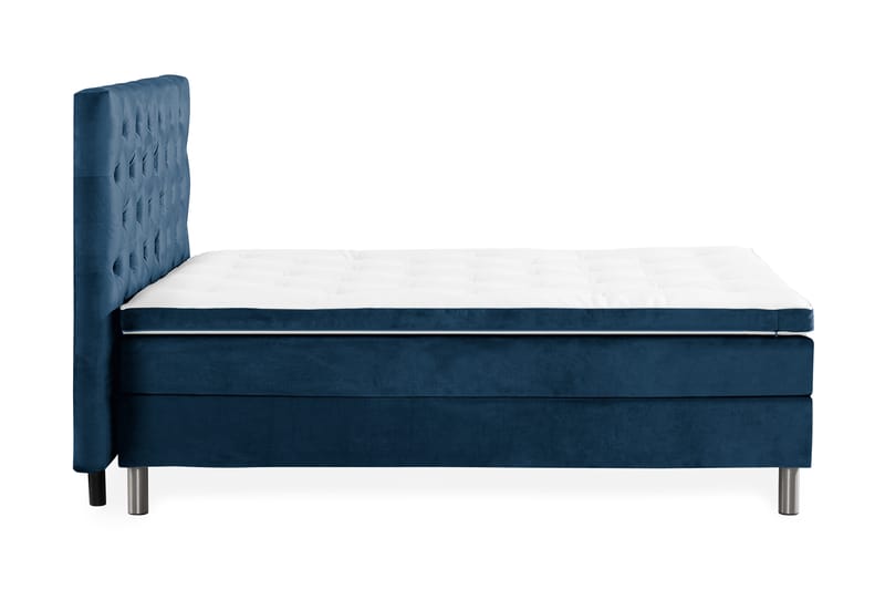 Ella Sengepakke 120x200cm Dypheftet Sengegavl - Mørkeblå / Fløyel - Komplett sengepakke - Kontinentalsenger