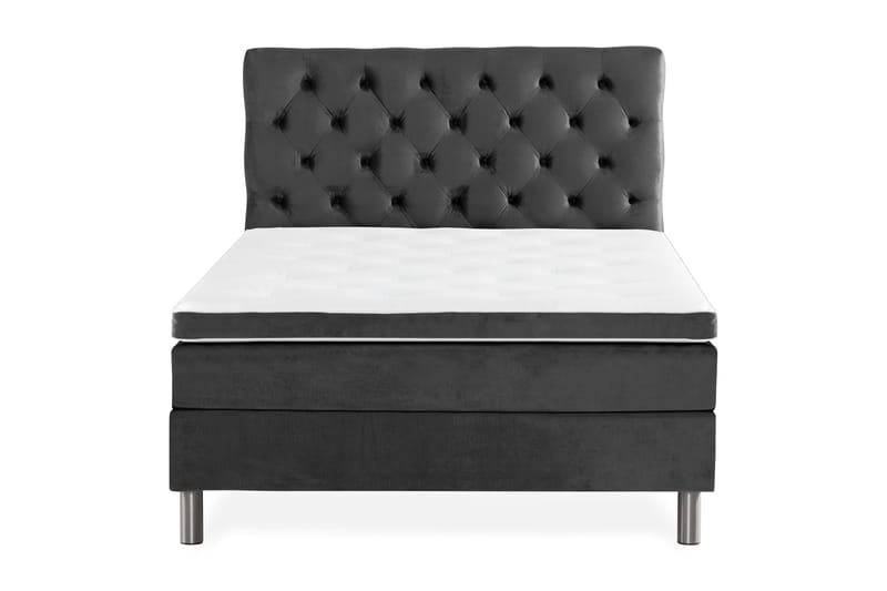 Ella Sengepakke 120x200cm Dypheftet Sengegavl, Mørkegrå / fløyel