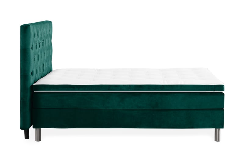 Ella Sengepakke 120x200cm Dypheftet Sengegavl - Mørkegrønn / Fløyel - Komplett sengepakke - Kontinentalsenger