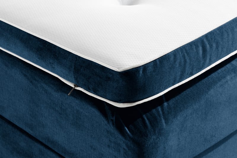 Ella Sengepakke 120x200cm Rutete Sengegavl - Mørkeblå / Fløyel - Komplett sengepakke - Kontinentalsenger