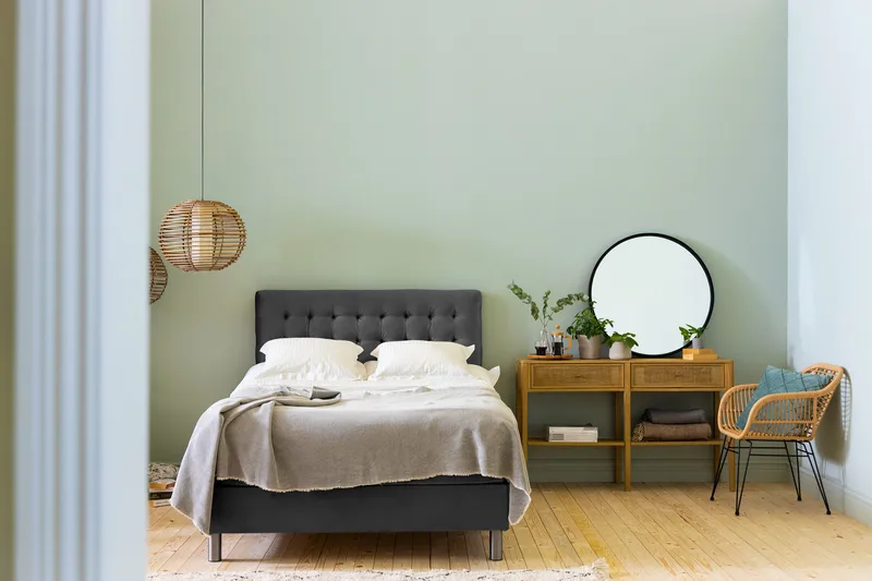 Ella Sengepakke 120x200cm Rutete Sengegavl - Mørkegrå / fløyel - Møbler - Senger - Kontinentalsenger