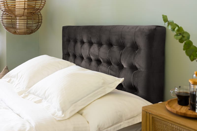 Ella Sengepakke 120x200cm Rutete Sengegavl - Mørkegrå / fløyel - Møbler - Senger - Kontinentalsenger