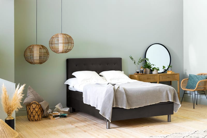 Ella Sengepakke 140x200cm Dypheftet - Mørkegrå / fløyel - Møbler - Senger - Kontinentalsenger