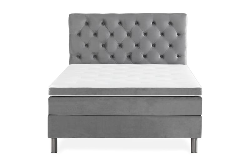 Ella Sengepakke 140x200cm Dypheftet Sengegavl - Lysegrå / Fløyel - Møbler - Senger - Kontinentalsenger