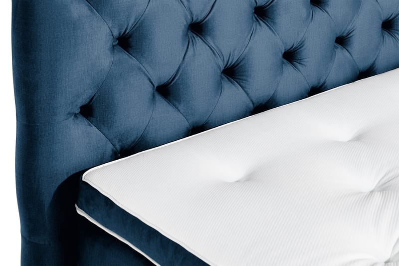 Ella Sengepakke 140x200cm Dypheftet Sengegavl - Mørkeblå / Fløyel - Møbler - Senger - Kontinentalsenger
