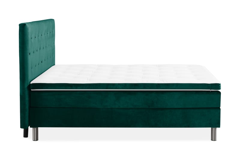 Ella Sengepakke 160x200cm Dypheftet - Mørkegrønn / Fløyel - Komplett sengepakke - Kontinentalsenger - Dobbeltsenger