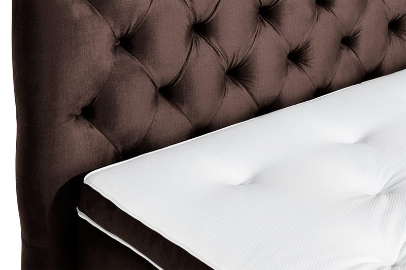 Ella Sengepakke 160x200cm Dypheftet Sengegavl - Brun / Fløyel - Møbler - Senger - Kontinentalsenger