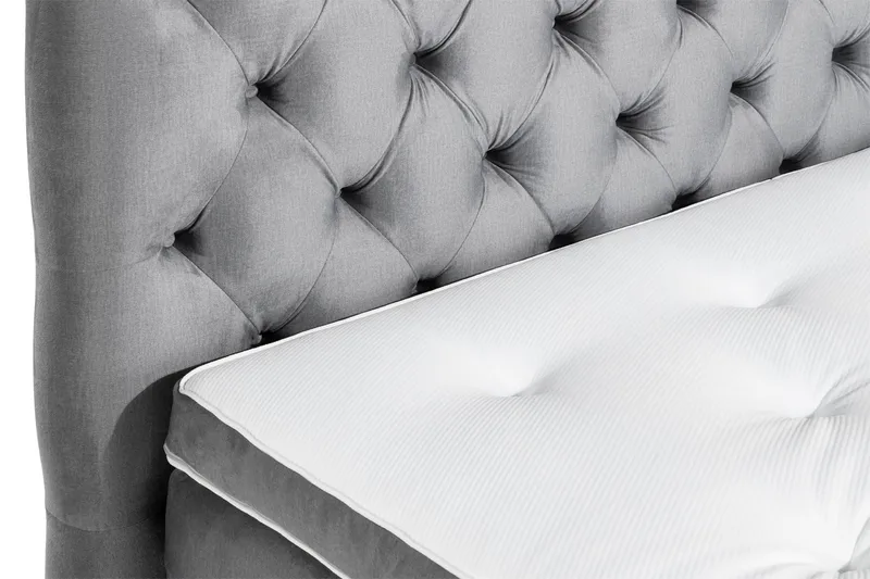 Ella Sengepakke 160x200cm Dypheftet Sengegavl - Lysegrå / Fløyel - Møbler - Senger - Kontinentalsenger