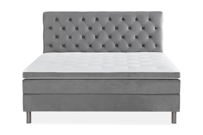 Ella Sengepakke 160x200cm Dypheftet Sengegavl - Lysegrå / Fløyel - Møbler - Senger - Kontinentalsenger