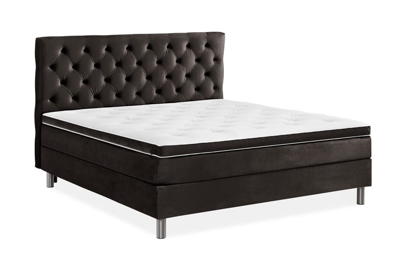 Ella Sengepakke 160x200cm Dypheftet Sengegavl - Mørkegrå / fløyel - Møbler - Senger - Kontinentalsenger